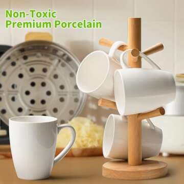 Mfacoy White Coffee Mugs Set of 4, 16 Ounce Coffee Mugs with Handles, Ceramic Coffee Cups, Porcelain...