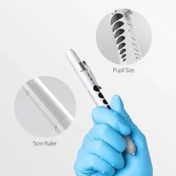 CAVN Pen Light with Pupil Gauge LED Penlight for Nurses Doctors, 2 Pcs Reusable Medical Penlight for Nursing Students (Teal/White)