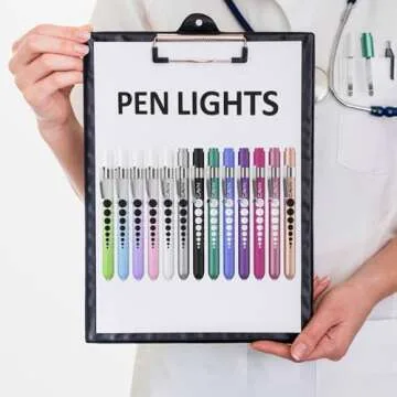 CAVN Pen Light with Pupil Gauge LED Penlight for Nurses Doctors, 2 Pcs Reusable Medical Penlight for Nursing Students (Teal/White)