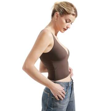 SUUKSESS Women Sexy V Neck V Back Sleeveless Tank Top Summer Going Out Basic Top Scoop Neck Double L...