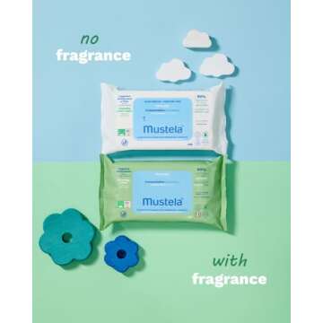 Mustela Baby Home Compostable Cleansing Wipes - Natural Avocado - For Face, Body & Diaper Area - Lightly Fragranced - 99% ingredients of natural origin & plant-based fibers - All skin types - 60 ct.