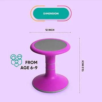 OFFICE LOGIX SHOP Wobble Chair for Kids - Ergonomic Wobble Stool to Encourage Right Posture, Balance & Strengthen Core - School Classroom - Active Kid ADHD Fidget Seat (14" Fixed, Pink)