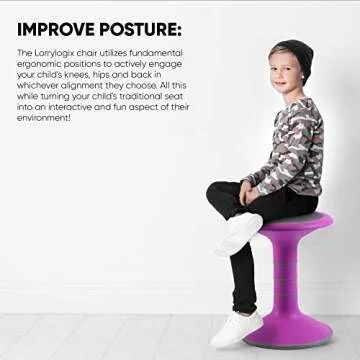 OFFICE LOGIX SHOP Wobble Chair for Kids - Ergonomic Wobble Stool to Encourage Right Posture, Balance & Strengthen Core - School Classroom - Active Kid ADHD Fidget Seat (14" Fixed, Pink)