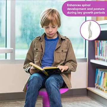 OFFICE LOGIX SHOP Wobble Chair for Kids - Ergonomic Wobble Stool to Encourage Right Posture, Balance & Strengthen Core - School Classroom - Active Kid ADHD Fidget Seat (14" Fixed, Pink)