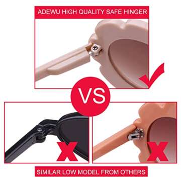 ADE WU Sunglasses for Kids Toddler Girls Boys Children Flower Sun Glasses UV 400 Protection (2 Pack : Beige & Black)