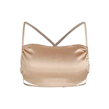 ZAFUL Women's 2 Piece Cut Out Silky Satin and One Shoulder Mini Cami Dresses for Graduation Night Club Date Party(Champagne, XS)