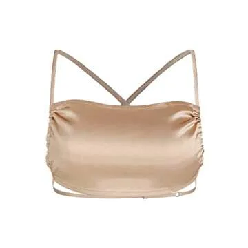 ZAFUL Women's 2 Piece Cut Out Silky Satin and One Shoulder Mini Cami Dresses for Graduation Night Club Date Party(Champagne, XS)