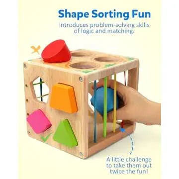 Coogam Wooden Montessori Shape Sorting Cube for Toddlers