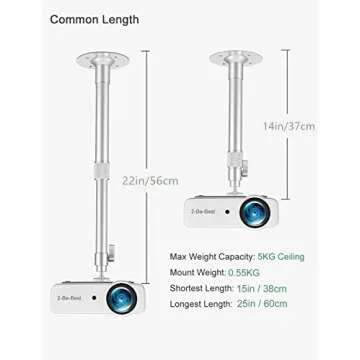 2-Be-Best Upgraded Projector Mount,14-24in / 37-62cm Universal Projector Ceiling Mount Extendable Projector Wall Mount Adjustable Angle 360° Rotation Drop Ceiling Projector Mount Silver