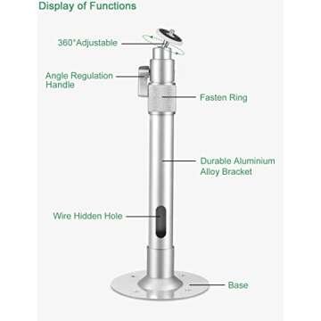 2-Be-Best Upgraded Projector Mount,14-24in / 37-62cm Universal Projector Ceiling Mount Extendable Projector Wall Mount Adjustable Angle 360° Rotation Drop Ceiling Projector Mount Silver