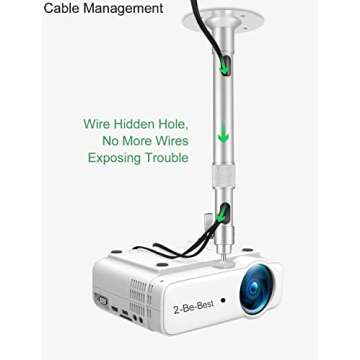 2-Be-Best Upgraded Projector Mount,14-24in / 37-62cm Universal Projector Ceiling Mount Extendable Projector Wall Mount Adjustable Angle 360° Rotation Drop Ceiling Projector Mount Silver