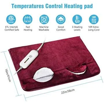Electric Heated Foot Warmer Soft Flannel Foot Heater with 2h Auto Off & 3 Heat Levels Full Body Use ...