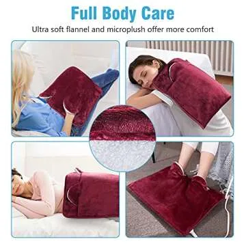 Electric Heated Foot Warmer Soft Flannel Foot Heater with 2h Auto Off & 3 Heat Levels Full Body Use Heating Pad for Feet, Abdomen, Cramps, Pain Relief Pocket Design 16" x 22" Red
