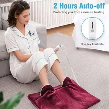 Electric Heated Foot Warmer Soft Flannel Foot Heater with 2h Auto Off & 3 Heat Levels Full Body Use Heating Pad for Feet, Abdomen, Cramps, Pain Relief Pocket Design 16" x 22" Red