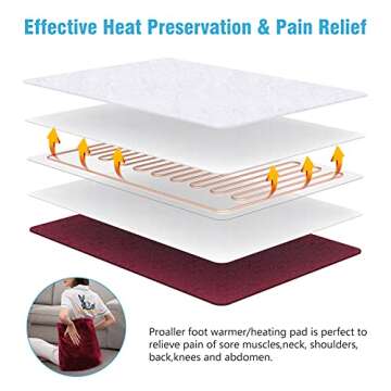 Electric Heated Foot Warmer Soft Flannel Foot Heater with 2h Auto Off & 3 Heat Levels Full Body Use Heating Pad for Feet, Abdomen, Cramps, Pain Relief Pocket Design 16" x 22" Red