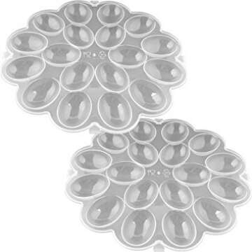 KCHEX Set of 2 Deviled Egg Trays with Snap On Lids that Holds 36 Eggs