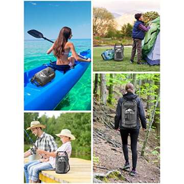 HEETA Dry Bag Waterproof for Women Men, Roll Top Lightweight Dry Storage Bag Backpack with Phone Case for Travel, Swimming, Boating, Kayaking, Camping and Beach (Transparent Black, 5L)