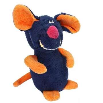 Multipet Deedle Dude 8-Inch Singing Mouse Plush Dog Toy, Blue