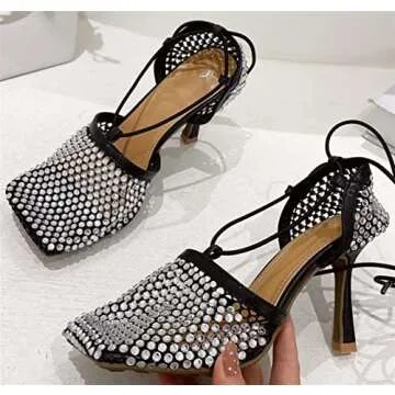 YLFC Women Mesh Heel Sandals - Stylish and Comfortable