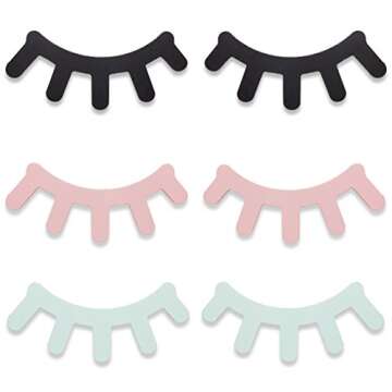 Ali+Oli Modern Sleepy Eyes Wall Decor for Nursery Baby Room | Wooden Eyelash Art Replaces Wall Stickers | Modern Nordic Design for Kid's Rooms (Black)