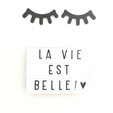 Ali+Oli Modern Sleepy Eyes Wall Decor for Nursery Baby Room | Wooden Eyelash Art Replaces Wall Stickers | Modern Nordic Design for Kid's Rooms (Black)