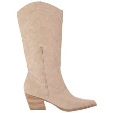 DV Dolce Vita Womens Kindred Western Boot, Stone, 8 US