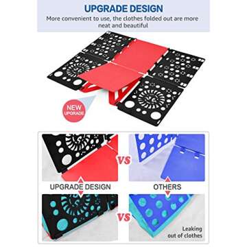BoxLegend Version 3 Shirt Folding Board t Shirts Clothes Folder Durable Plastic Folding Helper Easy and Fast Folding Boards for Adults and Children, Black and Red