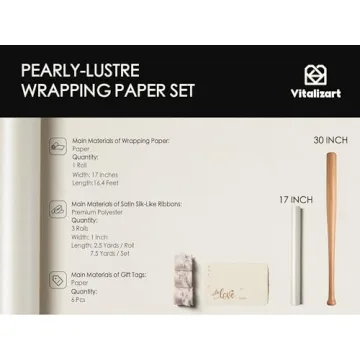 Vitalizart White Pearly-Lustre Gift Wrapping Set with Ribbons