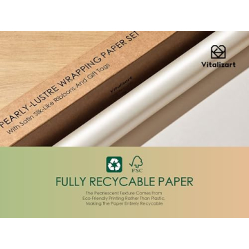 Vitalizart White Pearly-Lustre Gift Wrapping Set with Ribbons