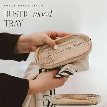 Sweet Water Decor Rustic Wood Tray for Home | Kitchen and Bathroom Dispenser Holder | Jewelry Dish |...