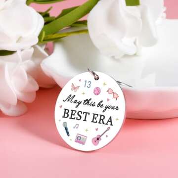 XPENMULBOJA Popular Singer Spirit Merch Gifts Inspired Keychain Quote Ornament Guitar Music Fans Stuff for Sisters Friends Daughter Birthday Accessories Taylor Keychains for Women