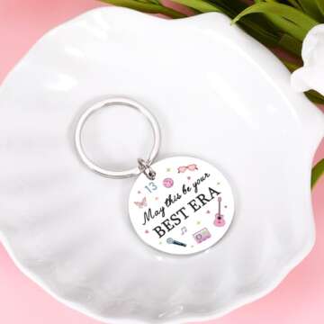 XPENMULBOJA Popular Singer Spirit Merch Gifts Inspired Keychain Quote Ornament Guitar Music Fans Stuff for Sisters Friends Daughter Birthday Accessories Taylor Keychains for Women