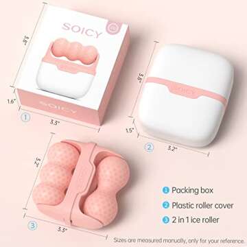 SOICY S30 2-in-1 Ice Roller Face Cooling Ice Facial Eye Skin Roller with Plastic Cover, Pink