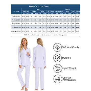 Leikar Button Up Pajama Set For Women Long Sleeve Shirt And Pajama Pants Soft Pjs Lounge Sets L Light Purple