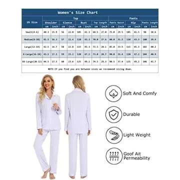 Leikar Button Up Pajama Set For Women Long Sleeve Shirt And Pajama Pants Soft Pjs Lounge Sets L Light Purple