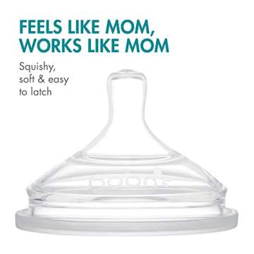 Boon Nursh Reusable Silicone Pouch Baby Bottles - Medium Flow Nipple - Silicone Baby Bottle Pouch and Nipple - Baby Feeding Essentials - Blue - 3-6 Months - 3 Count - 8 Ounce