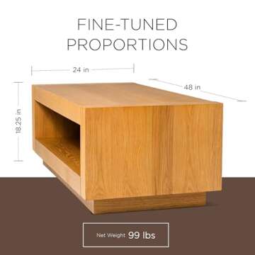 Maven Lane Artemis Large 2 Tier Contemporary Rectangle Wooden Center Coffee Table with Shelf Storage...