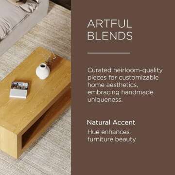 Maven Lane Artemis Large 2 Tier Contemporary Rectangle Wooden Center Coffee Table with Shelf Storage for Living Room in Refined Natural Finish