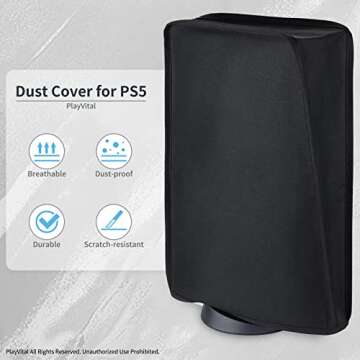 PlayVital PS5 Black Nylon Dust Cover for Ultimate Protection