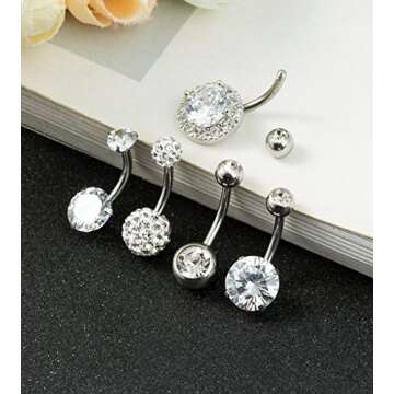 REVOLIA 14G Stainless Steel Belly Button Rings for Women Navel Rings CZ Body Piercing