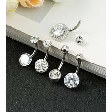 REVOLIA 14G Stainless Steel Belly Button Rings for Women Navel Rings CZ Body Piercing