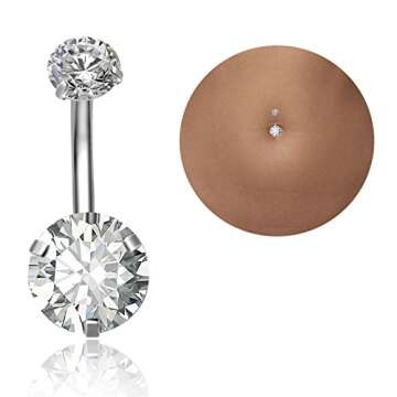 REVOLIA 14G Stainless Steel Belly Button Rings for Women Navel Rings CZ Body Piercing