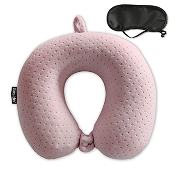 Gosider Neck Pillows for Sleeping Travel Pink Memory Foam Travel Pillow for Neck and Head Support