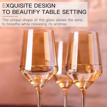 Physkoa Amber Wine Glasses Set of 6-15oz Hand-Blown Long Stem Wine Glasses Unique Wine Glasses Gift For Bar Party Christmas