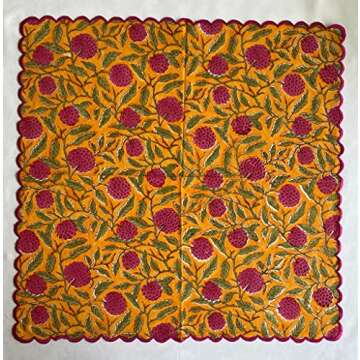 Ridhi Embroidery Napkins, Kitchen Towels, Table Decor, Table Linen, Cotton Napkins, Cloth Napkins, Set of 6, Size 20"x 20", Block Print Napkins, Dinner Napkins