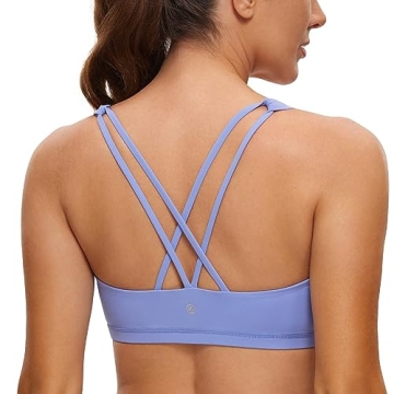CRZ YOGA Women's Low Impact Strappy Sports Bra - Low Cut Wirefree Padded Yoga Bra Criss Cross Back P...