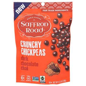 SAFFRON ROAD Dark Chocolate Chai Crunchy Chickpeas, 4.15 OZ