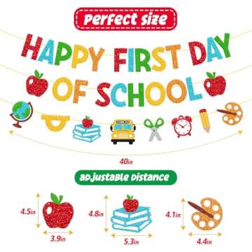 Happy First Day of School Banner for Kids Celebrations