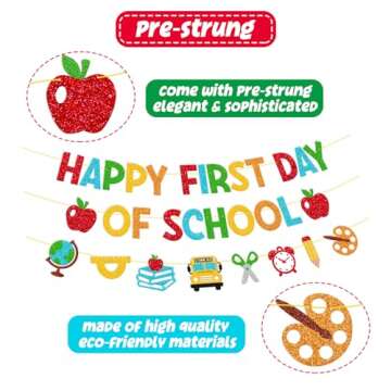 Happy First Day of School Banner for Kids Celebrations