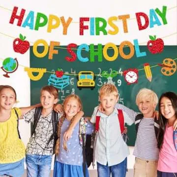 Happy First Day of School Banner for Kids Celebrations